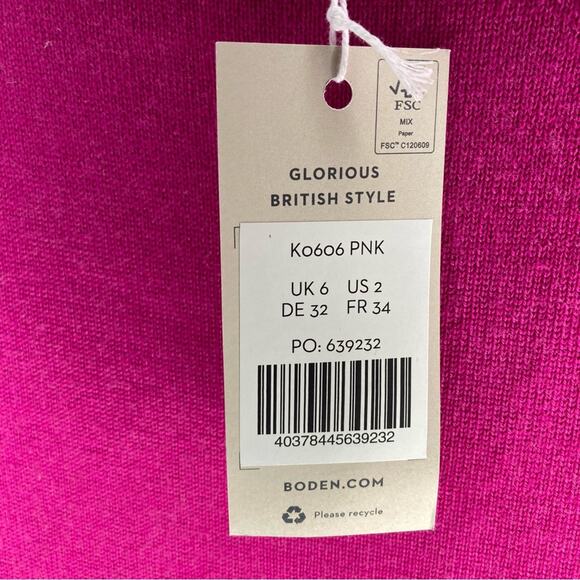 NWT BODEN Merino Knitted T-shirt Sweater Hot Pink Merino Wool 2 - Picture 6 of 7